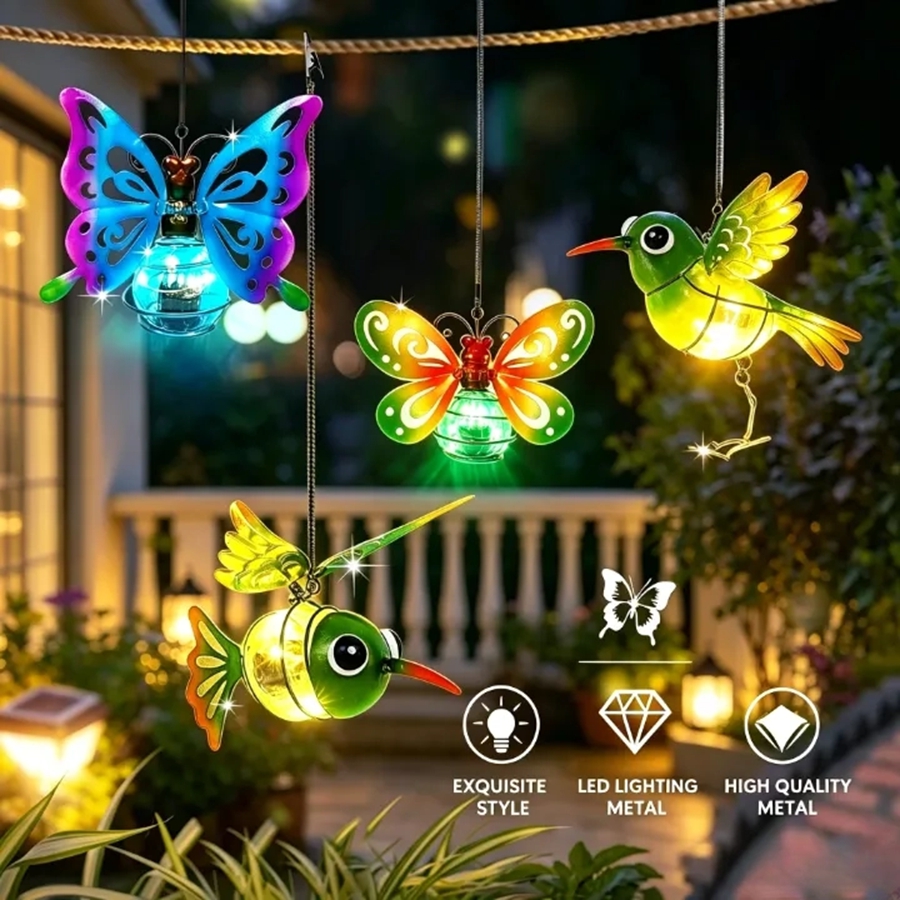 Smart Garden Light Camera - LED Solar-Powered Garden Hanging Light, Metal