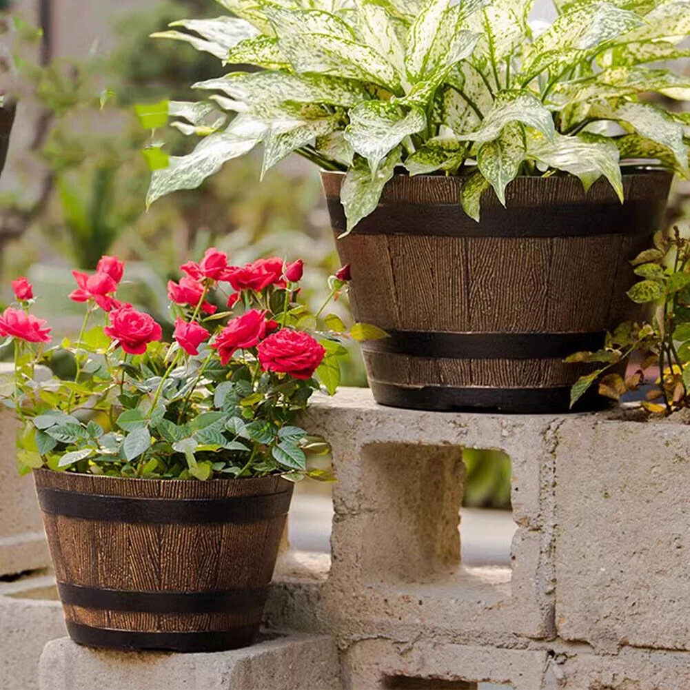 Indoor Herb Garden Kit - Rustic Whiskey Bucket Resin Pot For