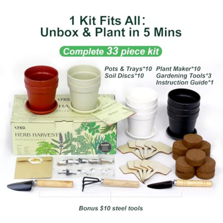 10 Indoor Herb Garden Kit 33pc – Indoor Herb Garden Kit Bewertung und Preis